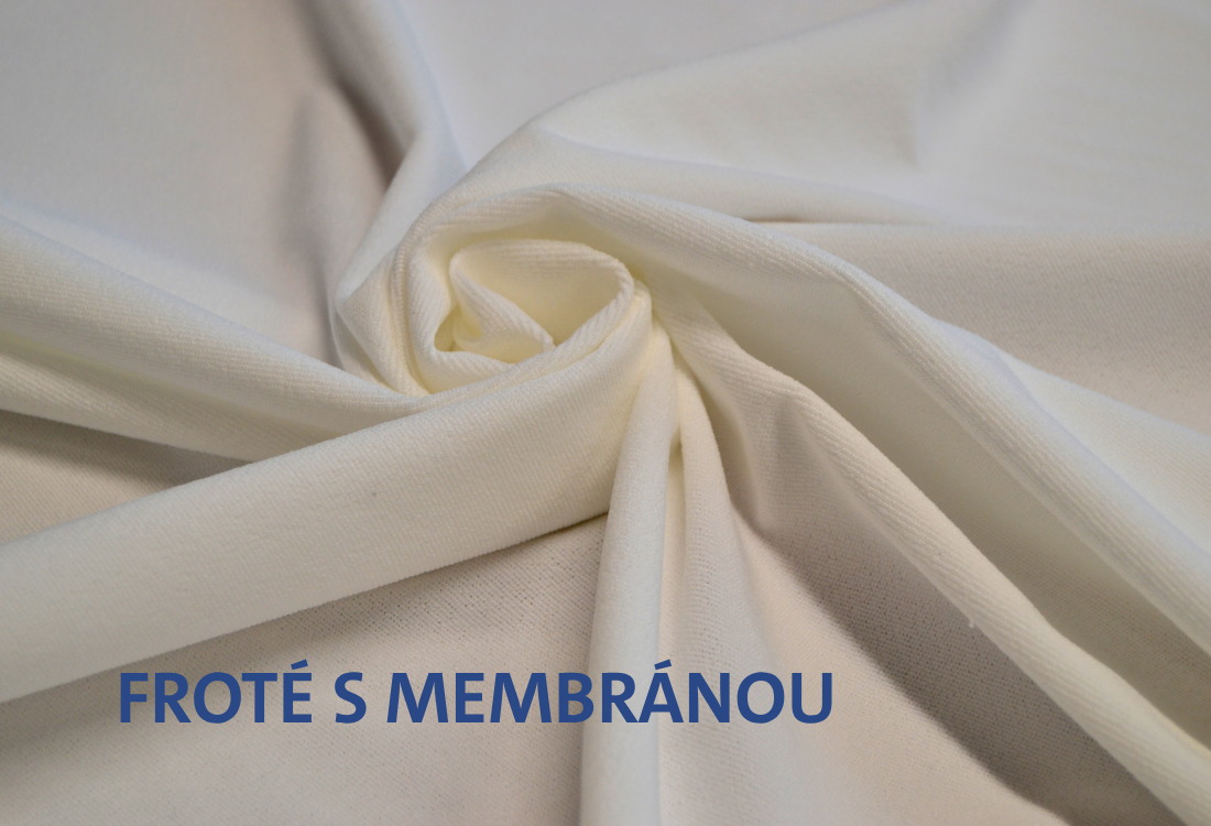 Bílá froté látka s membránou